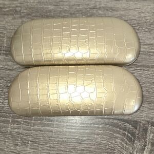 Dana Buchman Gold Colored Eye Glass Cases 6.25" x 2.25 x 1.75" JUST CASES Lot 2.
